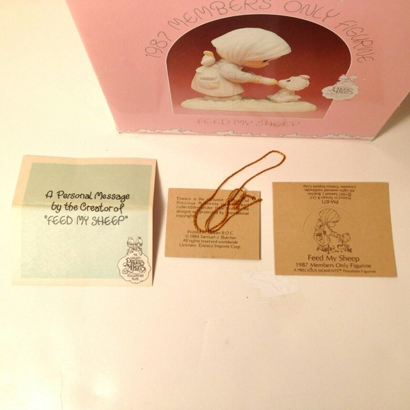 PRECIOUS MOMENTS  Feed My Sheep 1987 Members Only Figurine PM-871 w/Box - Picture 8 of 12